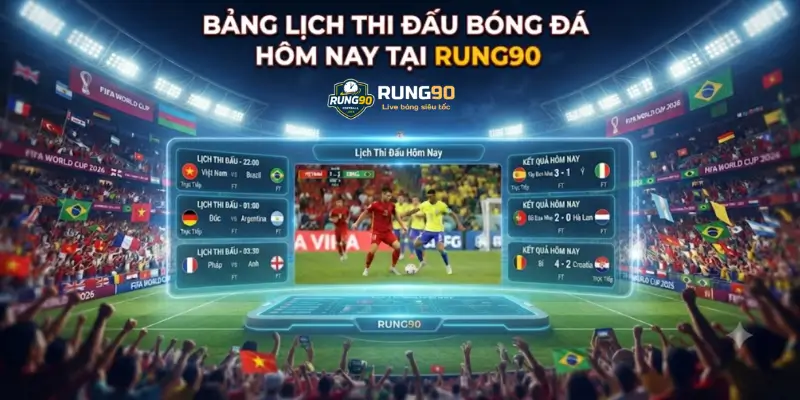 Bảng lịch thi đấu bóng đá hôm nay tại Rung90 với thông tin chi tiết
